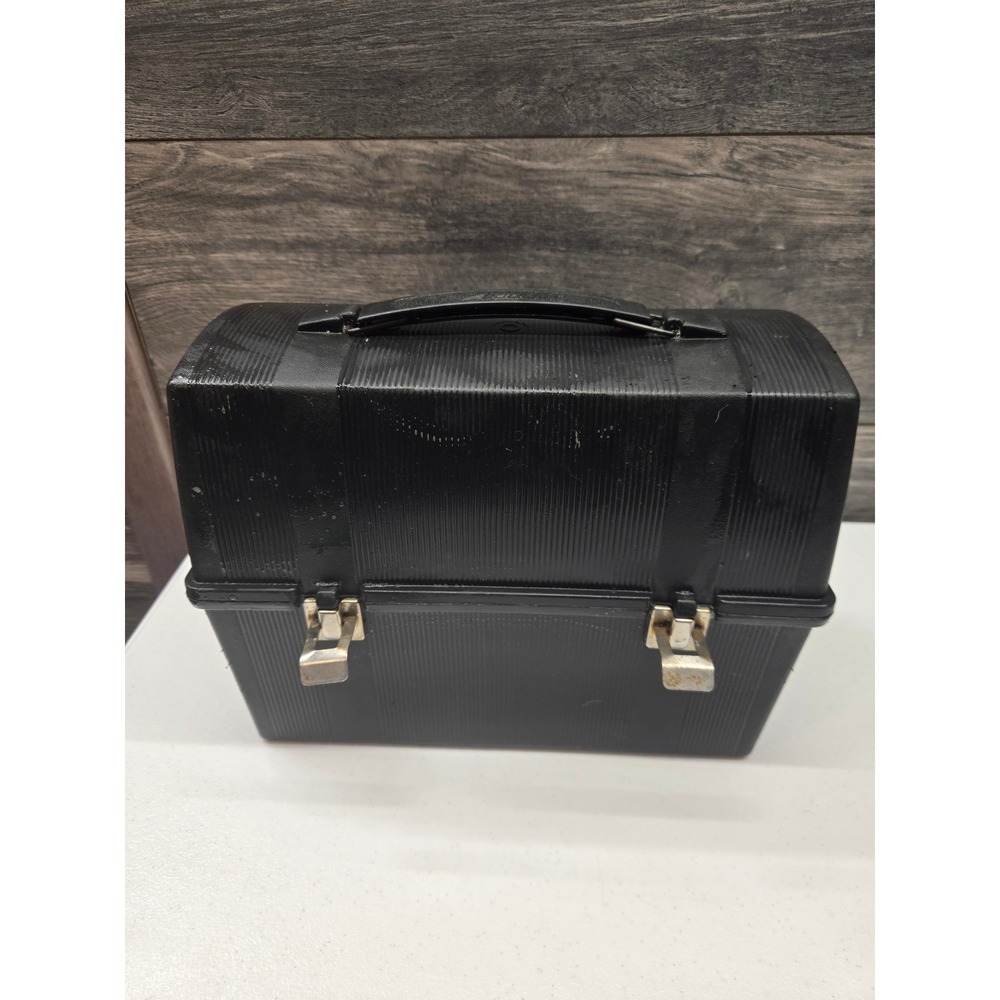 Vintage Aladdin Industries Black Plastic Lunch Box Utility Case Metal Latches